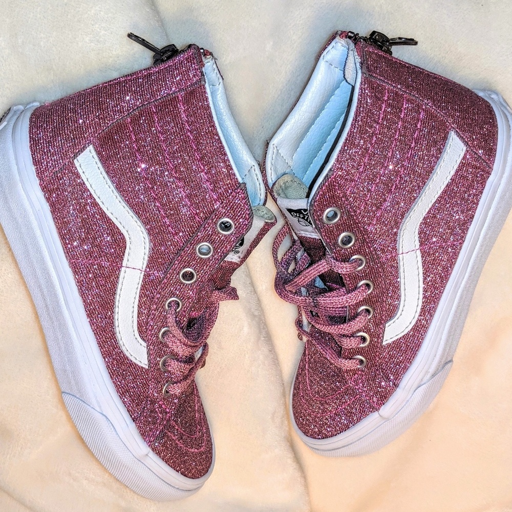 Girls Sparkle Pink Van Mid-top Shoes